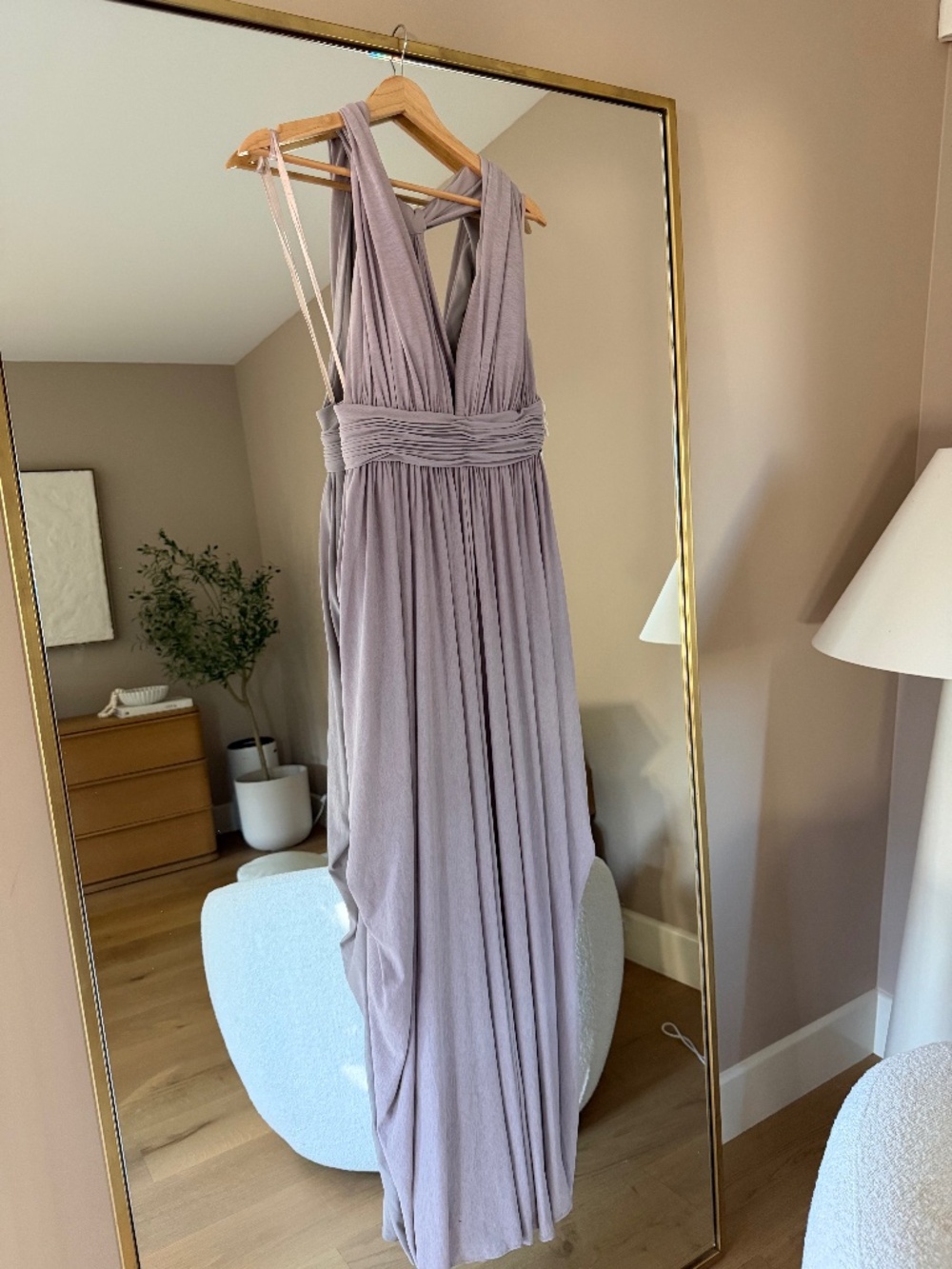 SHEIKE Mauve Grey Plunge Ruched Maxi Dress occasion